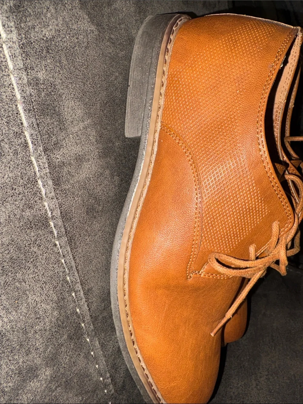 London Fog Cognac Leather Derby Shoes